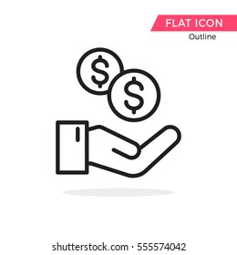 Money On Hand Symbol Vector Object Picture Image Graphic Glyph Outline Icon