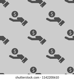 money on hand vector icon , can be used for web and mobile design seamless pattern