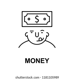 money on mind icon. Element of human mind icon for mobile concept and web apps. Thin line money on mind icon can be used for web and mobile