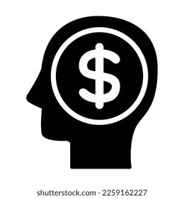 Money On Mind Icon In Flat Style