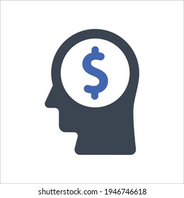 Icono de dinero en mente, gráficos vectoriales