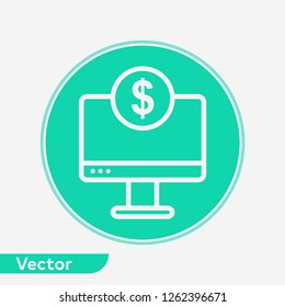 Money on monitor vector icon sign symbol