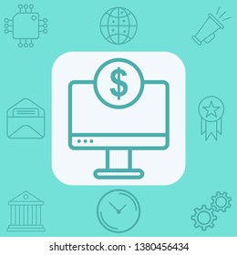 Money on monitor vector icon sign symbol