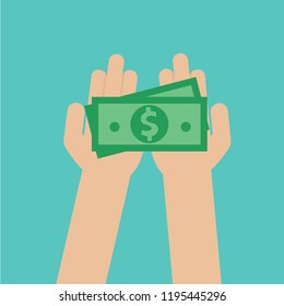 Money on the palm vector