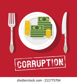 money on plate. corruption - vector illustration