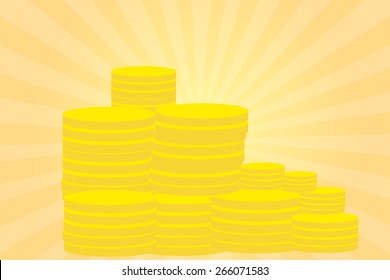 a lot of money on shining background. 