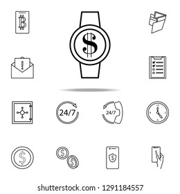 money on the smart watch screen icon. Mobile banking icons universal set for web and mobile