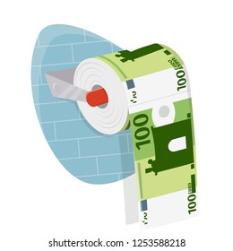 money on toilet paper roll