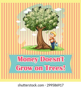 Money on trees idiom illustration