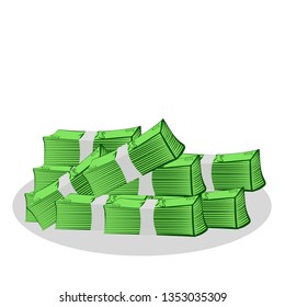 A lot of money on a white background