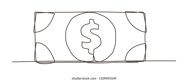 Money One line drawing on white background