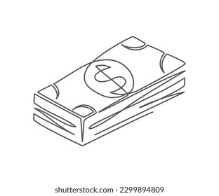 Money One line drawing on white background