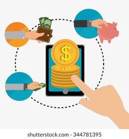 Money online payment graphic design, vector illustration eps10