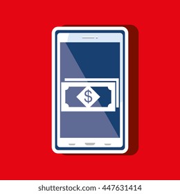 money online from smart phone isolated icon design, vector illustration  graphic 