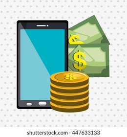 money online from smart phone isolated icon design, vector illustration  graphic 
