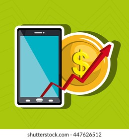 money online from smartphone isolated icon design, vector illustration  graphic 