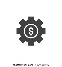 Money options vector icon. filled flat sign for mobile concept and web design. Dollar setting cog gear simple solid icon. Symbol, logo illustration. Pixel perfect vector graphics