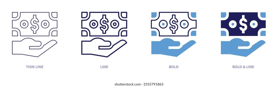Money order icon in 4 different styles. Thin Line, Line, Bold, and Bold Line. Duotone style. Editable stroke.