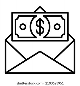 Money Order Vector Outline Icon Isolated On White Background
