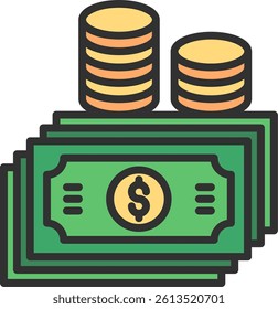 Money Outline Filled Style Icon