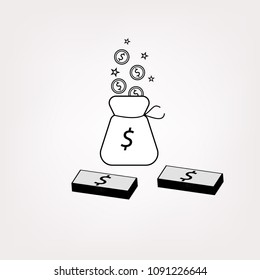 Money outline flat icon vector