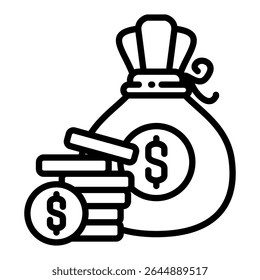 Money outline icon. Simple vector icon design in outline style. Editable vector format