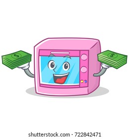 With money oven microwave character cartoon