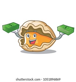With money oyster mascot cartoon style