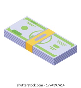 Icono de paquete de dinero. Isométrico icono vectorial de paquete de dinero para diseño web aislado en fondo blanco