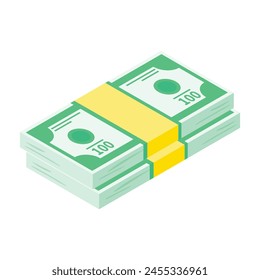 Icono de paquete de dinero isométrico del Vector de paquete de dinero para el Diseño web aislado.
