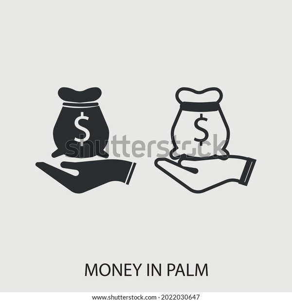 Money in palm vector icon illustration sign for\
web and design