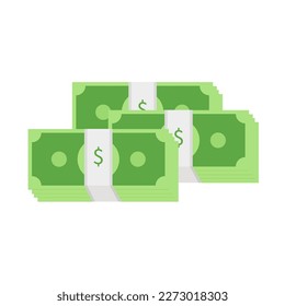 Money. Paper money in bundles. Banknotes money vector dollars. Dollars. Wealth icon. Vector illustration in a flat style. Isolated on a white background.