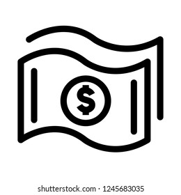 Money paper dollar icon, vector illustration in outline or line style