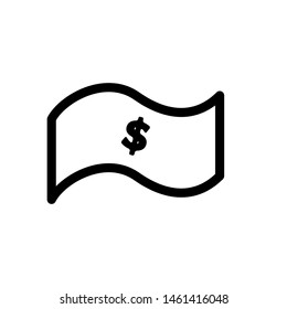 Money Paper Icon , Banking Template Logo Design Emblem Isolated  Illustration , Outline Solid Background White