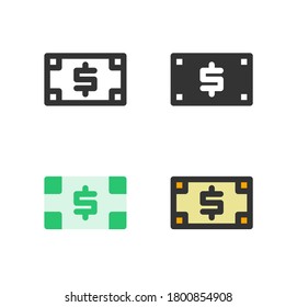 Money paper icons set design graphic with line, filled, and solid sytle. Vector for company or corporate business. Eps 10 illustration.