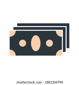 money paper illustration, vector flat icon