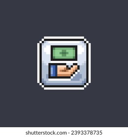 money paper and single hand sign in pixel art style