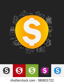 money paper sticker with hand drawn elements