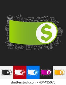 money paper sticker with hand drawn elements