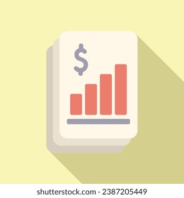 Money papers icon flat vector. Financial credit. Cash laptop money