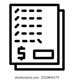 Vector de contorno de iconos de los papeles de dinero. Ganar en portátiles. Banco de sentadas