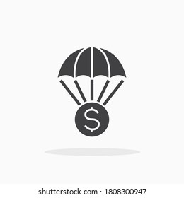 Dinero con icono de paracaídas. Para tu diseño, logotipo. Ilustración vectorial.