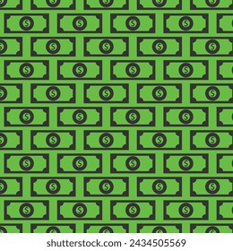 money pattern in green background. Vector
