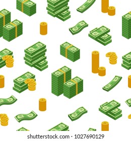 Money pattern with us dollar banknote, vector illustration