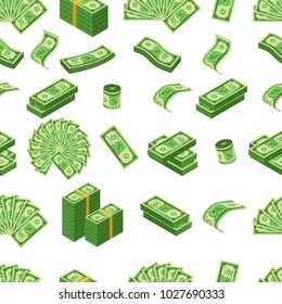 Money Pattern With Us Dollar Banknote, Vector Illustration