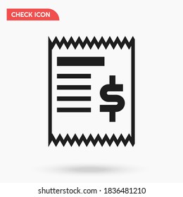 Money payment audit check vector flat cartoon illustration for UI and business, flat check icon vector. Receipt and cash with dollar sign.