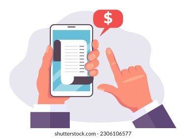 Money payment bill pay online mobile wallet invoice concept. Vector graphic design element illustration