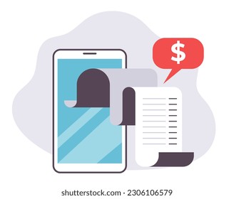Money payment bill pay online mobile wallet invoice concept. Vector graphic design element illustration