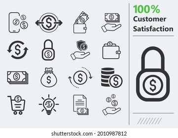 Money, Payment, cash, Finance, Bank icon graphic elements for your work