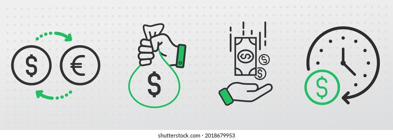 Money, Payment, cash, Finance, commission, wallet, business icon - set of 4